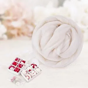 QICI 200g/7 oz Natural White Wool Roving Fiber Spin for Needle Felting Hand Spinning DIY - cCharacteristic