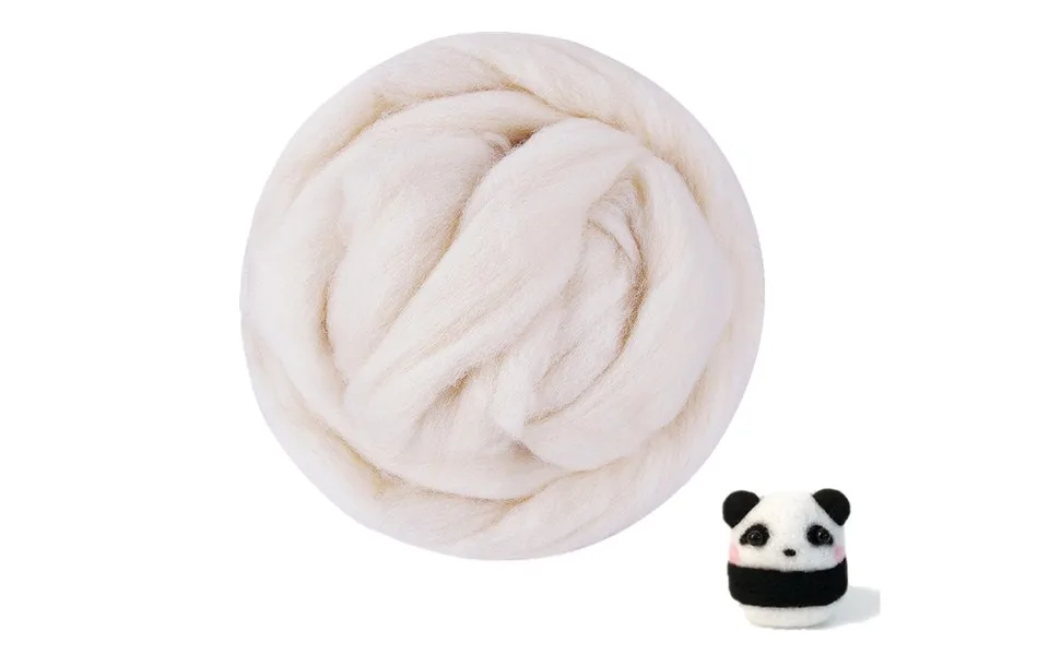 QICI 200g/7 oz Natural White Wool Roving Fiber Spin for Needle Felting Hand Spinning DIY - White Wool Roving