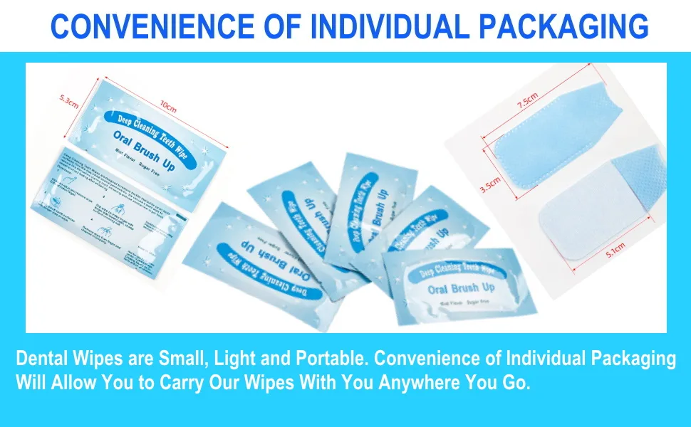 Impressive Smile 100 PCS Deep Cleaning Finger Toothbrush Teeth Cleaning Whitening Wipes for Oral Brush Ups Mint Flavor - CONVENIENCE OF INDIVIDUAL PACKAGING