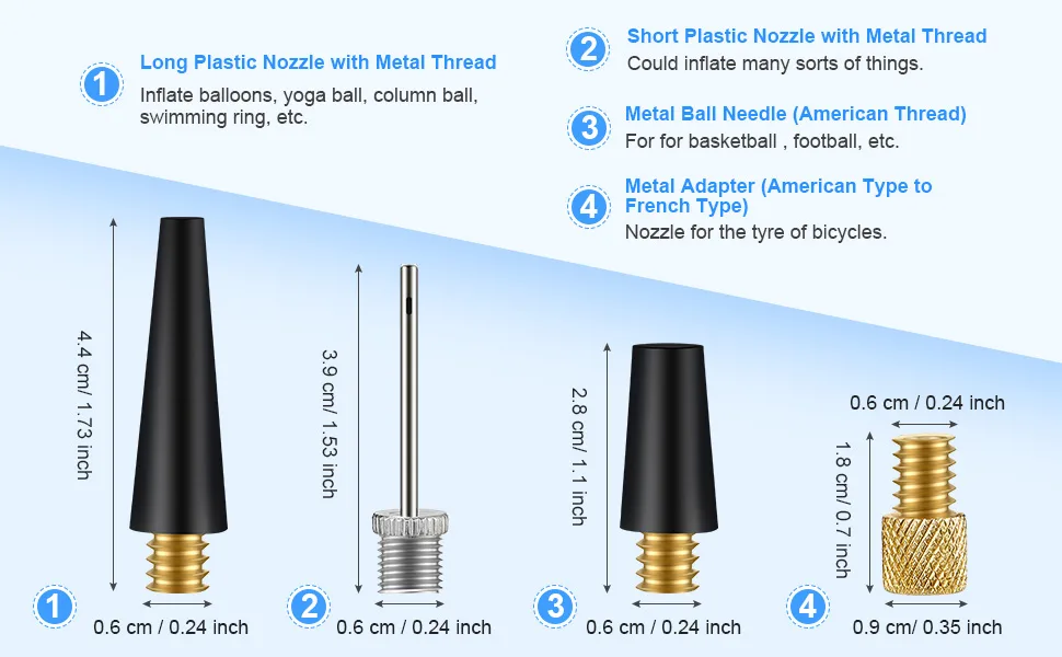 Shappy 4 Pieces Ball Pump Needle Set Needle Inflator Kit Needle Nozzle Adapter - product information 2