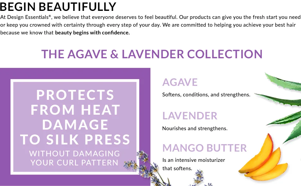 Design Essentials Natural Agave & Blow Dry & Silk Press Collection Thermal Protectant Creme Lavender 4 Ounce - product information 2