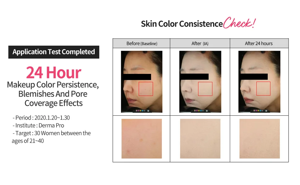 ETUDE HOUSE New Double Lasting Foundation (Neutral Vanilla) SPF35/ PA++| High Coverage Weightless Foundation | 24-Hours Lasting Double Cover | Magnet-Like Adherence without Stickiness | Makeup Base - Application Test Completed 24 Hour
