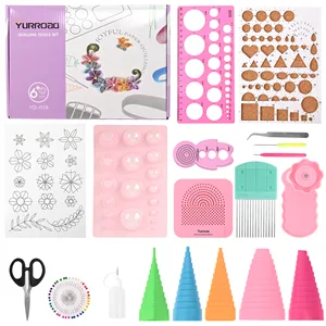 YURROAD 19pcs Paper Quilling Tools Kit Paper Strips DIY Tool Set with Slotted Pen Quilling Board Curling Coach Comb Crimper Border Buddy Filigrana Tool Kit - quilling tool kits quilling set