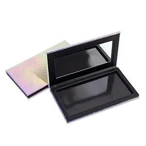 TUOKING Magnetic Makeup Palette with Mirror  Empty Storage Box with 20Pcs Metal Stickers for Eyeshadows Powder Highlighter  Holographic Mermaid Style - magnetic palette with mirror