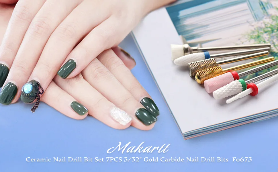 Makartt Nail Drill Bit Set 7PCS 3/32 Safety Nail Drill Bits Remove Gel Polish Nail Gel Dip Powder Cuticle Drill Bit Professional Bits Tools Nail File Drill Bit Manicure B-18 - Ceramic bits