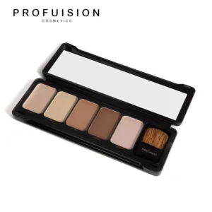 Profusion Cosmetics - Contour - Professional 5 Color Palette Highlight Bronzer Makeup Kit With Application Brush - Vanilla Biscuit Honey Walnut Highlighter - product information 2