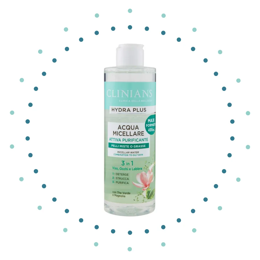 CLINIANS HYDRA PLUS eau purificatrice micellaire active pour peaux mixtes ou grasses avec th vert et magnolia 400 ml - product information 3