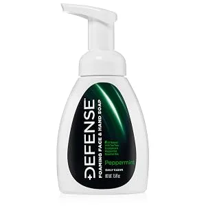 Defense Liquid Foaming Face & Hand Soap  Peppermint 7.5 Fl Oz with Tea Tree  Eucaluptus  Jojoba  Aloe Vera  Olive & Coconut Oils - Defense Soap Natural Ingredients Eucalyptus Tea Tree Shower Bath Peppermint Oil MMA Boxing Wrestling