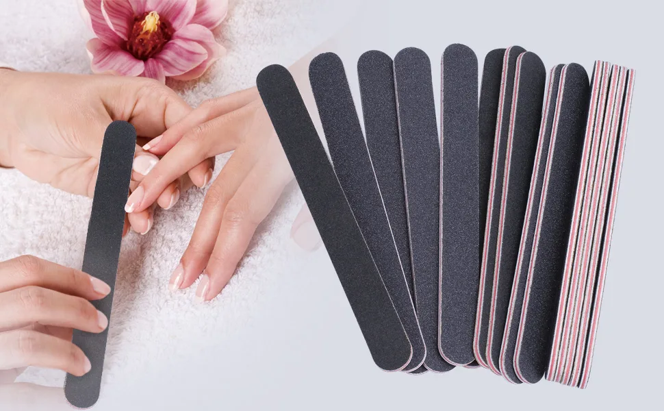 BTYMS 25Pcs Nail Files for Natural Nails 180/240 Grit Double Sided Emery Boards Fine Grit Nail Buffering Files Strip - product information 1
