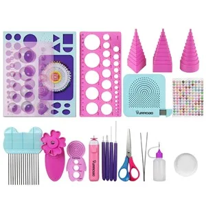 YURROAD 19pcs Beginners Quilling Tools Kit Electric Slotted Quilling Pen Template Board Curling Coach Crimper Comb Filigrana Tools Set - quilling tools set