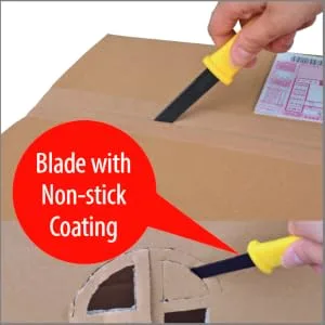 CANARY Corrugated Cardboard Cutter Dan Chan  Safety Box Cutter Knife  Non-Stick Fluorine Coating Blade   Made in JAPAN  Yellow (DC-190F-1) (Bulk 3 pcs) - canary