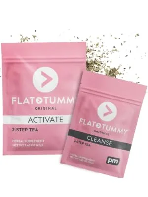 Flat Tummy 2-Step Detox Tea   2 Week Program   to Boost Energy  Speed Metabolism  Reduce Bloating - All Natural Cleanse w/ Green Tea  Dandelion  Fennel  & More - flat tummy co detox tea