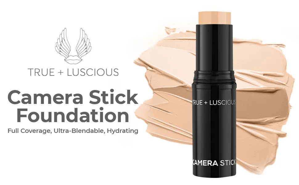 Camera Stick Foundation by True + Luscious - Full Coverage Cream Foundation - Non-Comedogenic & Hydrating Formula - Vegan  Paraben Free  & Cruelty Free - 0.49 oz (Shade 1: Light Beige) - Camera stick foundation stick