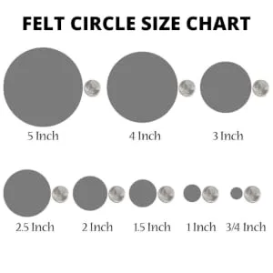 Playfully Ever After Light Pink Craft Felt Circles (2.5 Inch - 46pc) - Playfully Ever After Size Chart