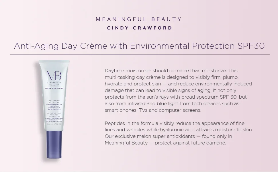 Meaningful Beauty Environmental Protecting Moisturizer Broad Spectrum SPF 30 1.7 Ounce - Meaningful Beauty Anti-Aging Day Creme with Environmental Protection SPF 30