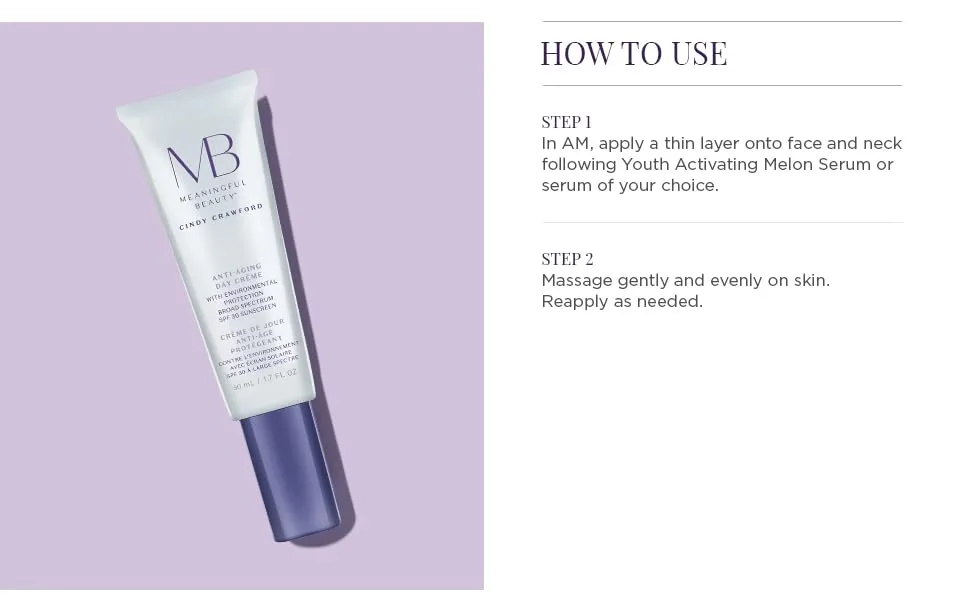 Meaningful Beauty Environmental Protecting Moisturizer Broad Spectrum SPF 30 1.7 Ounce - Meaningful Beauty Anti-Aging Day Creme with Environmental Protection SPF 30 - How To Use