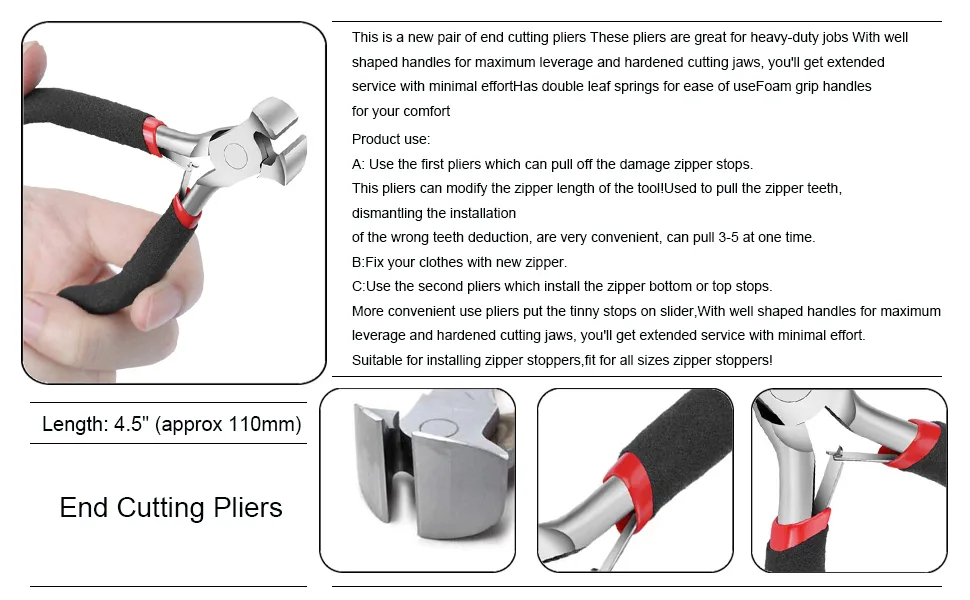 End Cutting Pliers for Jewelry Making  Nail Puller Tool for Carpenter  End Nippers for Zipper Install Stops  Wire Cutting Zipper Install Pliers - asdsadsadsada