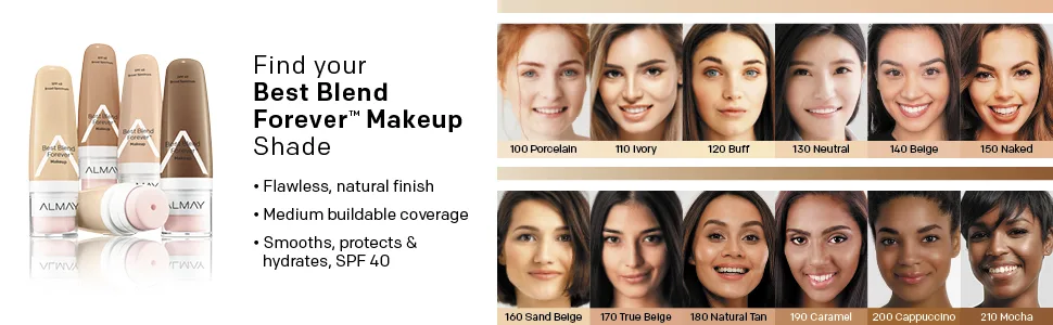 Almay Best Blend Forever Foundation  Ivory  1 fl. oz  SPF 40 Broad Spectrum - Almay Best Blend Forever Moisturizing Foundation Makeup With Blending Sponge