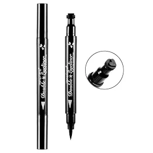 Pinkiou 2 in 1 Double-headed Liquid Eyeliner Pen Stamp Super Slim Gel Felt Tip High Pigment Black Waterproof Smudgeproof Long Lasting Makeup Tool(Heart) - 2 in 1 Double-headed Liquid Eyeliner Pen Stamp Super Slim Gel Felt Tip High Pigment Cosmetic Tool