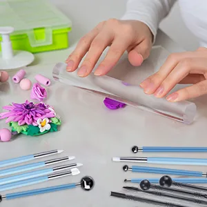 Caydo 16 PCS Polymer Clay Tools Set Including Carving Stylus Dual-Ended Design Pottery Tools Ball Rod Stylus Modeling Tools Blue - clay sculpture tools