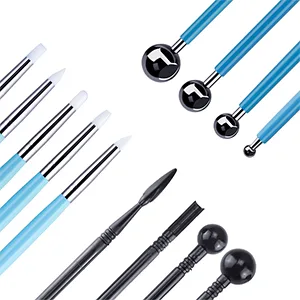 Caydo 16 PCS Polymer Clay Tools Set Including Carving Stylus Dual-Ended Design Pottery Tools Ball Rod Stylus Modeling Tools Blue - polimerclay tools