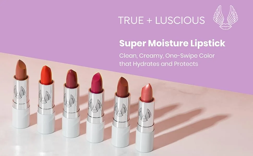 True + Luscious Super Moisture Lipstick   Clean  Vegan and Cruelty Free   Lasting Hydration for Dry Lips with a Sheer Finish   Creamy Rose - Super Moisture Lipstick