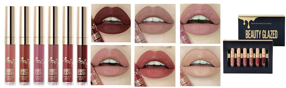 6pcs Matte Velvety Liquid Lipstick Matte Liquid Lipgloss Waterproof Lip Gloss 6 Pcs - product information 30