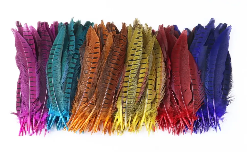 KOLIGHT Set of 10pcs Natural Dyed Pheasant Tails Feathers 12-14 Inch DIY Decoration (Blue) - Various colors