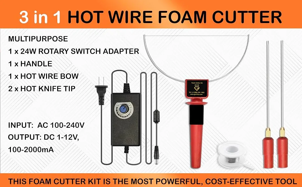 Hot Wire Styrofoam Cutter (Red-24W) - 24W Hot Wire Foam Cutter, headed knife styrofoam Cutting kit,