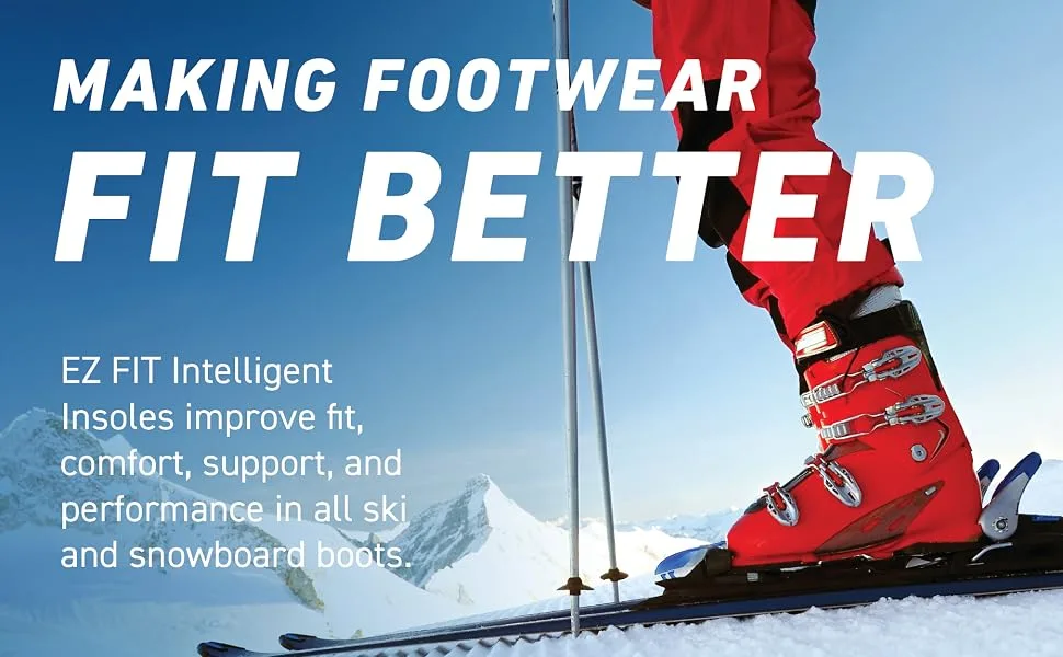 Masterfit EZFit QF Ski & Snowboard Boot Insoles - Pain Relief Inserts for Men & Women - for Regular & High Arch  Heel Support  Better Control  Reduce Fatigue (Regular/Medium) Regular Volume Medium - masterfit