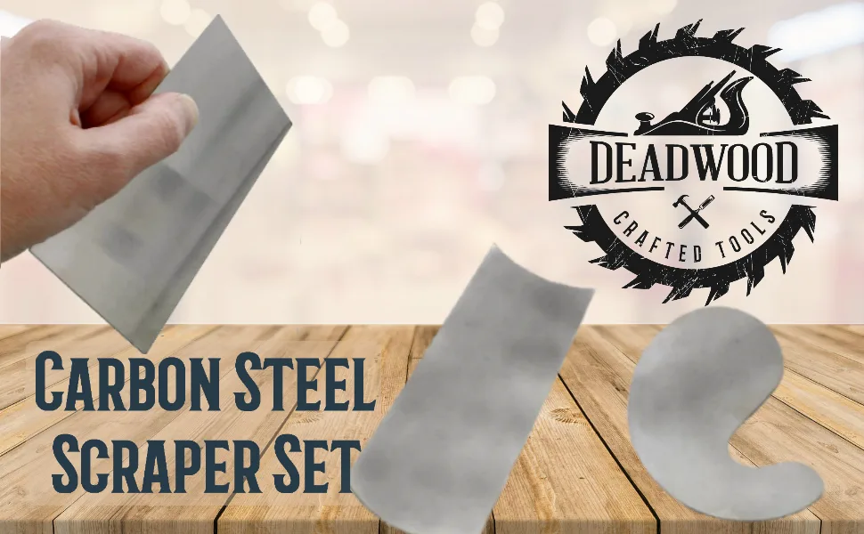 DCT Carbon Steel Scraper 3-Piece Set   Rectangular  Concave Convex  Gooseneck Curved Wood Cabinet Woodworking Scrapers - DCT carbon steel scraper set by Deadwood crafted tools 3 piece set