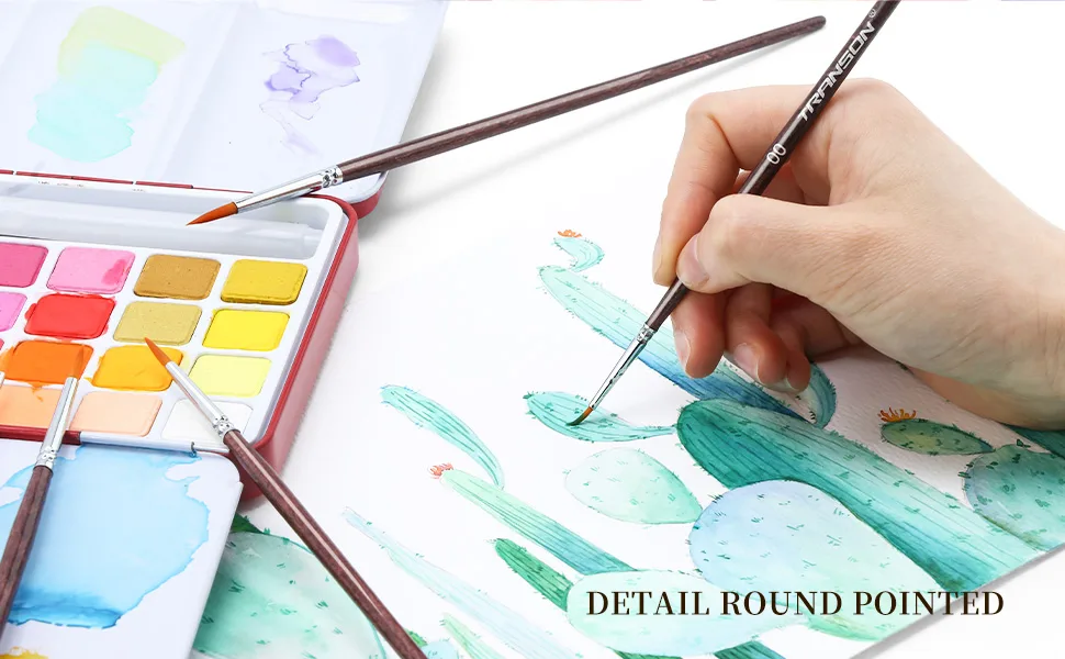 Transon Detail Model Paint Brushes 7pcs for Acrylic  Gouache  Oil  Tempera and Face Painting Small - Main picture