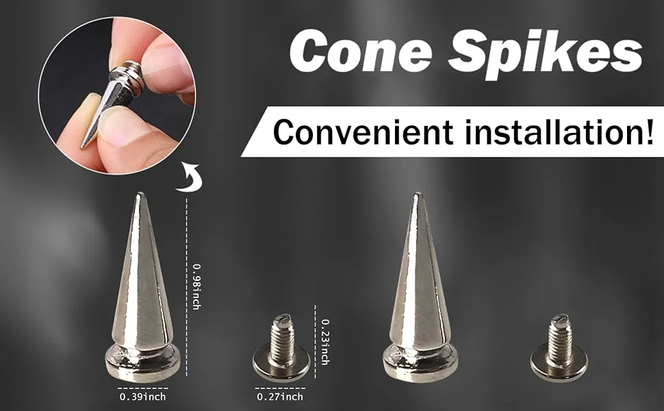50PCS Silvery Cone Spikes Metallic Screw Back Studs DIY Craft Cool Rivets Punk 10 X 25mm - CSZY16-2