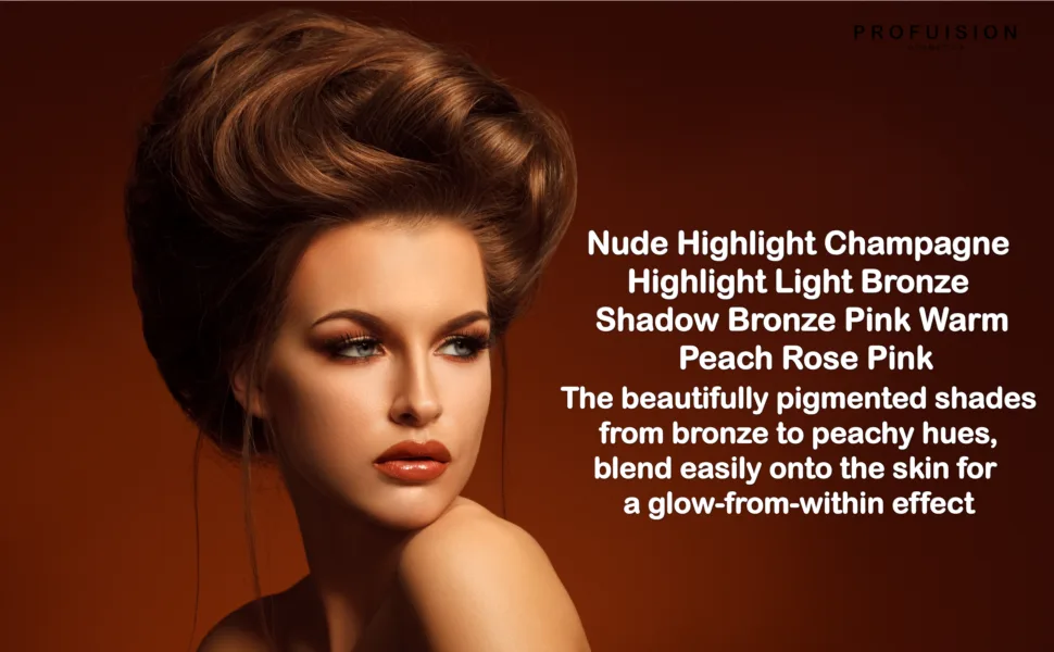 Profusion Cosmetics - Blush & Bronzer - Professional 8 Color Palette Makeup Kit Blush Highlighter Bronzer - Nude Highlight Champagne Highlight Light Bronze Shadow Bronze Pink Warm Peach Rose Pink - product information 8