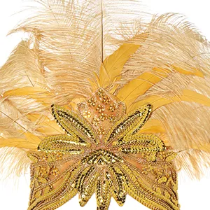 BABEYOND Carnival Feather Headpiece Showgirl Headband Women's Feather Pageant Headband 1920s Flapper Headband White - product information 17