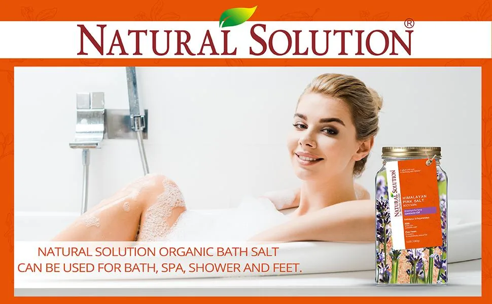 Natural Solution Bath Salt  Organic Joint & Muscle Relief with Lavender Oil  Foot Soak - 3 lbs - Himalayan Pink Salt