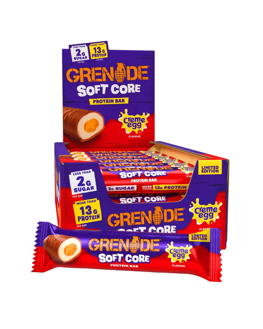 Grenade - Barre Prot in e Grenade saveur Cr me Egg en dition Limit e - Riche en prot ines pauvre en sucre 18 x 45 g - product information 2