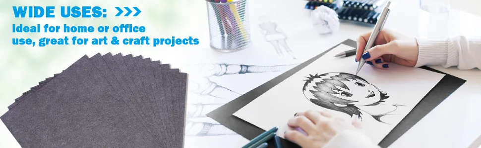 Selizo 100 Sheets Black Carbon Transfer Tracing Paper for Wood  Paper  Canvas and Other Art Surfaces (9 x 13 Inches) - Carbon Transfer Paper 01