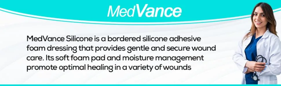 MedVanceTM Silicone - Bordered Silicone Adhesive Foam Dressing  Heel/Elbow/Wrist  5x8  Box of 5 dressings - boredered silicone foam wound dressings