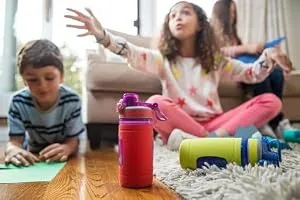 Bubba Flo Kids Water Bottle with Leak-Proof Lid  16oz Dishwasher Safe Water Bottle for Kids  Impact and Stain-Resistant  Azure Single Azure - product information 1