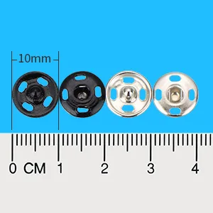 Sumind 100 Sets Sew-on Snap Buttons Metal Snap Fastener Buttons Press Button for Sewing Clothing  Black and Silvery  10 mm - product information 2