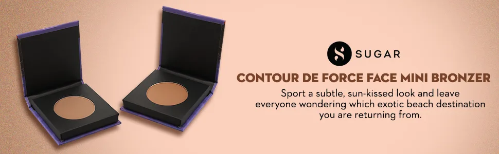 SUGAR Cosmetics Contour De Force Mini Bronzer - 02 Woody Wonder (Warm Brown) | Light Weight | Blendable & Long Lasting Lightweight  Easily Blendable  Illuminating Bronzer  Matte Finish - product information 1