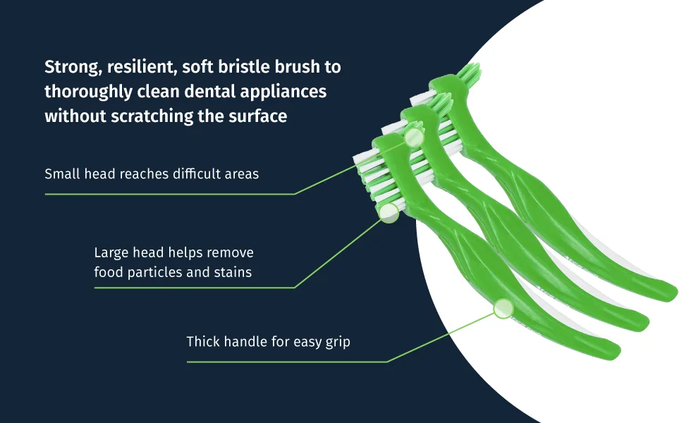 TCS Fresh Dental Appliance Cleaner Set - Professional Strength Concentrated Retainer Cleaner Solution with Soft Bristle Dental Brush (6 Month Supply) - tcs brush