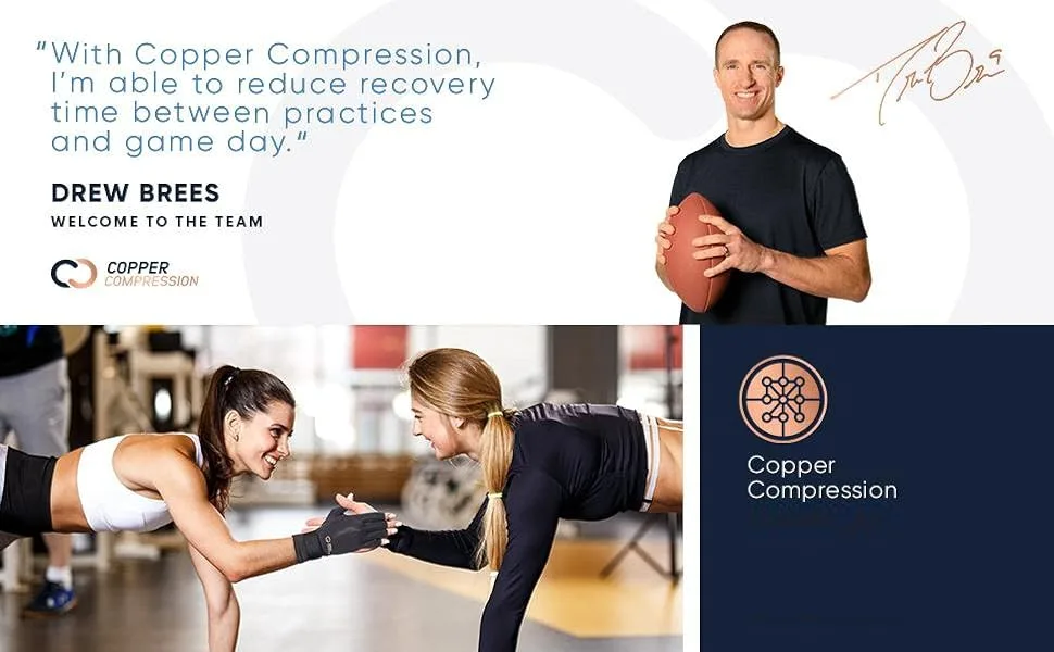 Copper Compression Extra Support Orthopedic Knee Brace for Sprains Injury Regular - drew brees copper compression update