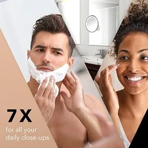 Fancii 7X Magnifying Lighted Vanity Makeup Mirror with 20 Natural LED Ring Lights  Locking Suction Cup  Cordless Travel Cosmetic Mirror - Maya 7 - Fancii lighted magnifying mirror 7x