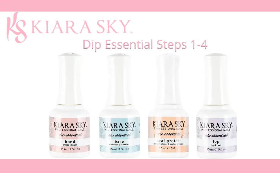 Kiara Sky Professional Nails  Dip Manicure Liquid Essentials (Bundle 1-4) - Essentials complete