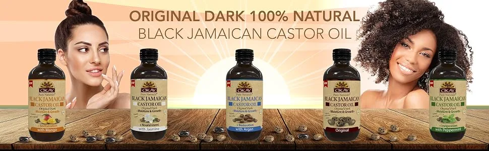Okay Black Jamaican Castor Oil Original Dark with Peppermint 4oz / 118ml - castor