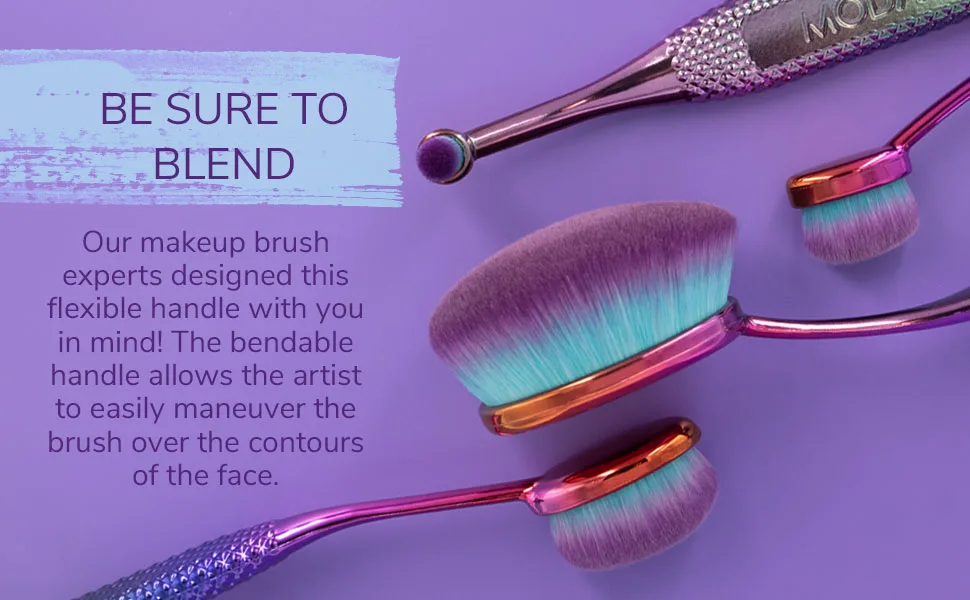 MODA Full Size Face Perfecting 4pc Oval Makeup Brush Set  Includes - Foundation  Contour  Detail Contour  and Concealer Brushes (Prismatic) - MODA Face Perfecting Makeup Brush Sets