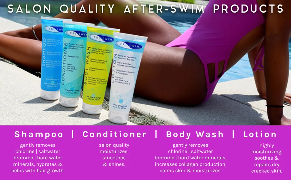 TRISWIM Chlorine Out Shampoo & Conditioner Gift Set - chlorine removal shampoo conditioner swimming products