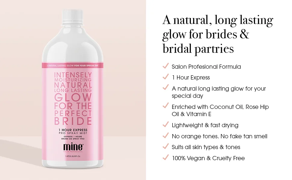 MineTan Spray Tan Solution | Perfect Bride Sunless Tanning Solution - A Natural  Long Lasting Medium Bronzed Glow For Your Special Day  Intensely Moisturizing Salon Professional Formula  33.8 Fl Oz - bridal party self tanner professional